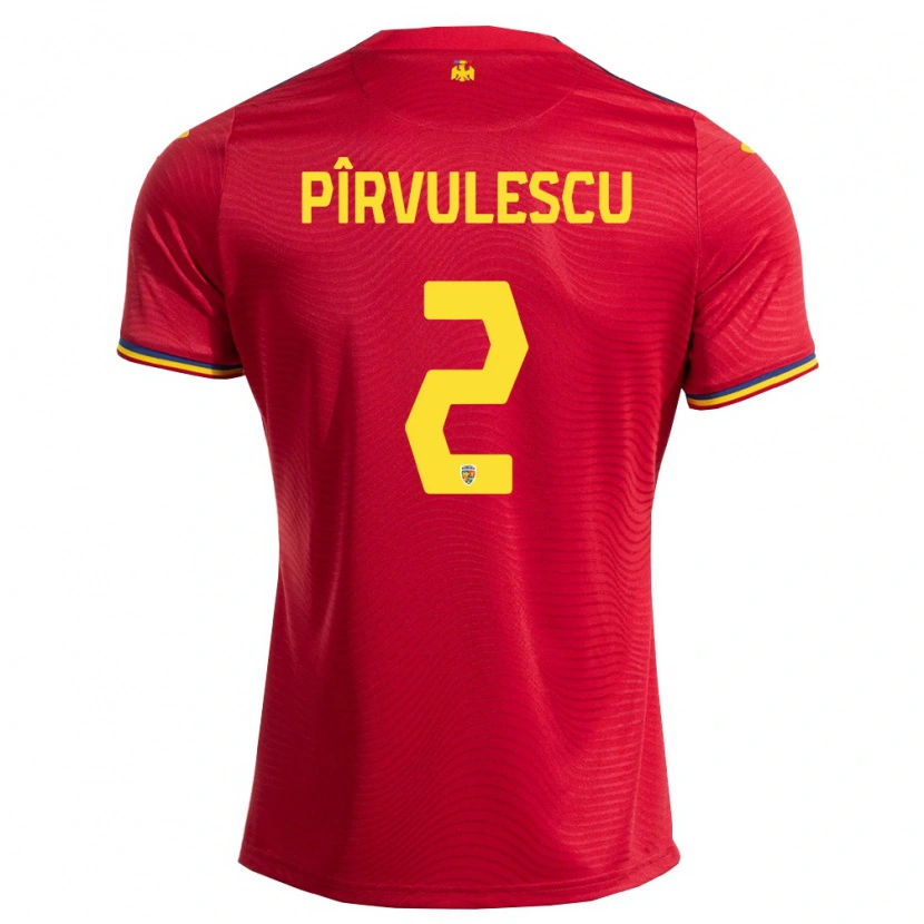 Danxen Hombre Camiseta Rumania Sergiu Pîrvulescu #2 Rojo Marino Amarillo 2ª Equipación 26-28 La Camisa