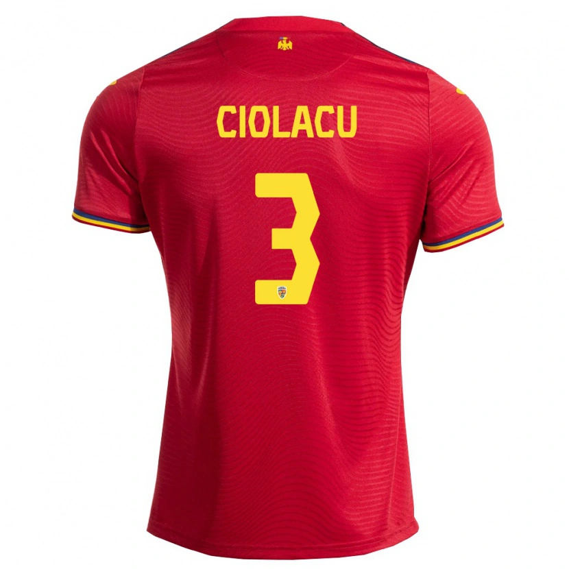 Danxen Hombre Camiseta Rumania Mihaela Ciolacu #3 Rojo Marino Amarillo 2ª Equipación 26-28 La Camisa