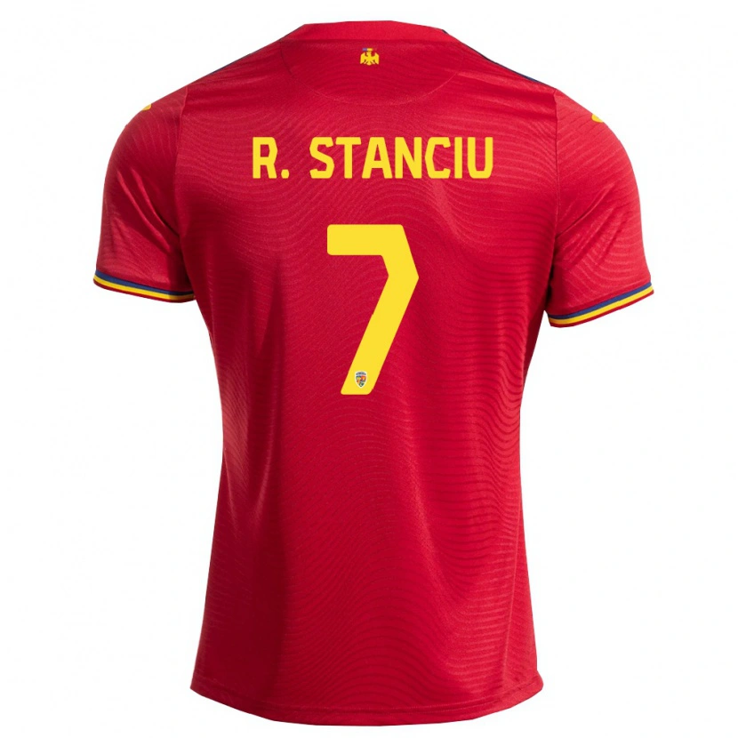 Danxen Hombre Camiseta Rumania Raul Stanciu #7 Rojo Marino Amarillo 2ª Equipación 26-28 La Camisa