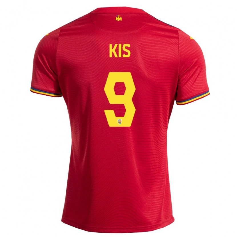 Danxen Hombre Camiseta Rumania Anita Kis #9 Rojo Marino Amarillo 2ª Equipación 26-28 La Camisa