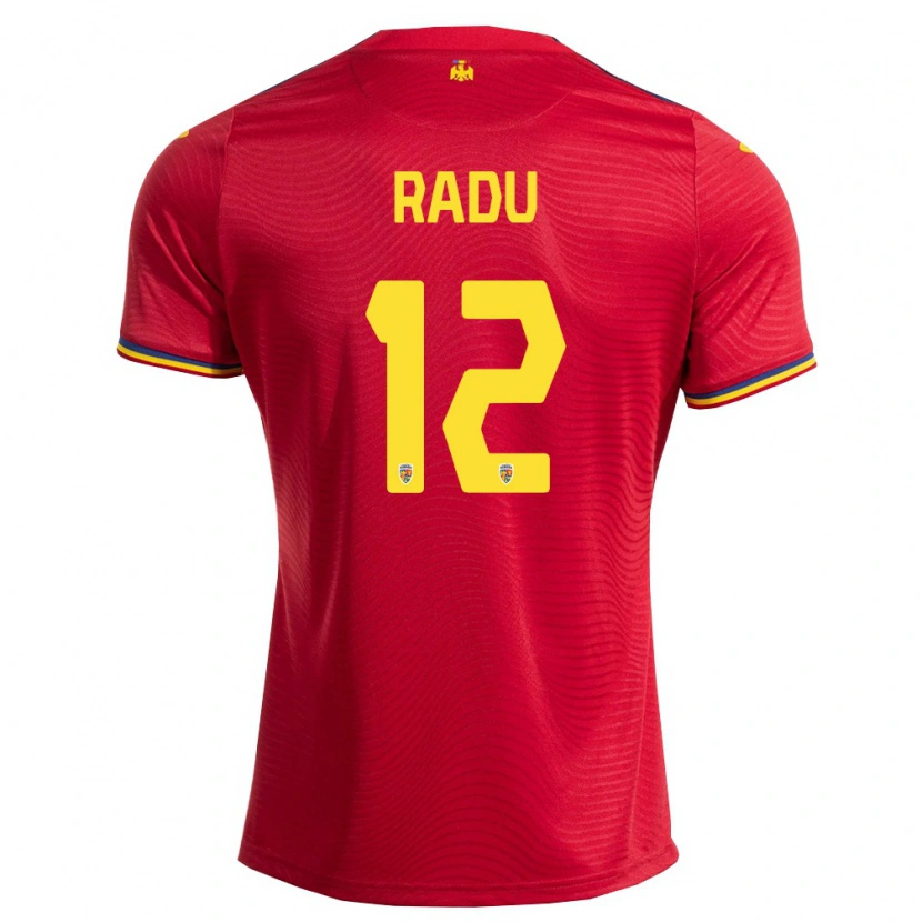 Danxen Hombre Camiseta Rumania Riccardo Radu #12 Rojo Marino Amarillo 2ª Equipación 26-28 La Camisa
