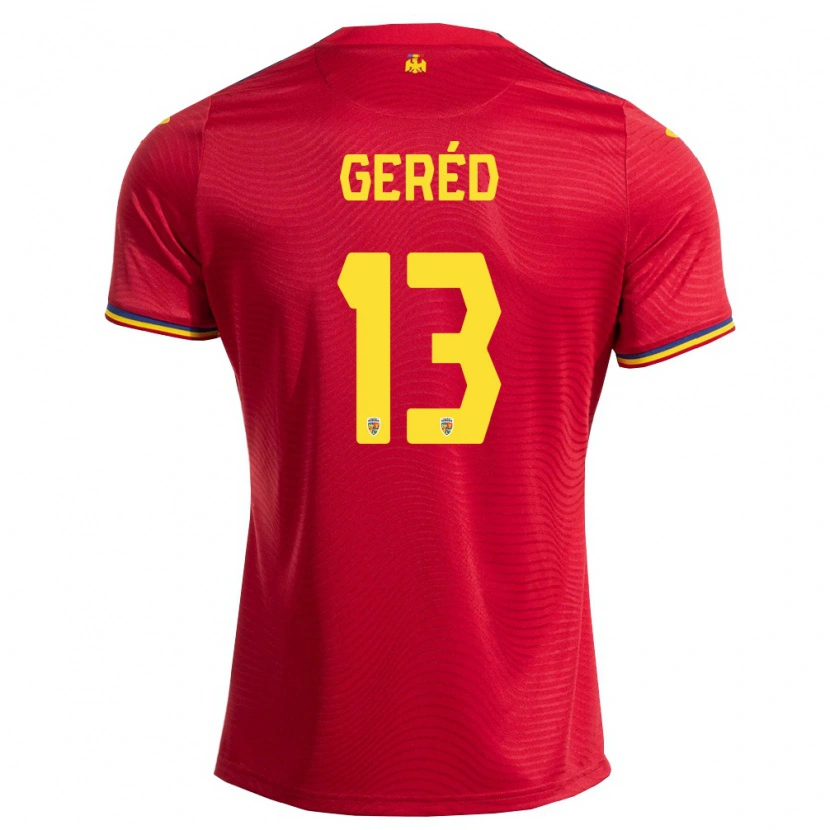 Danxen Hombre Camiseta Rumania Erika Geréd #13 Rojo Marino Amarillo 2ª Equipación 26-28 La Camisa