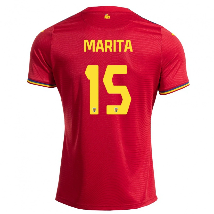 Danxen Hombre Camiseta Rumania Raul Marița #15 Rojo Marino Amarillo 2ª Equipación 26-28 La Camisa