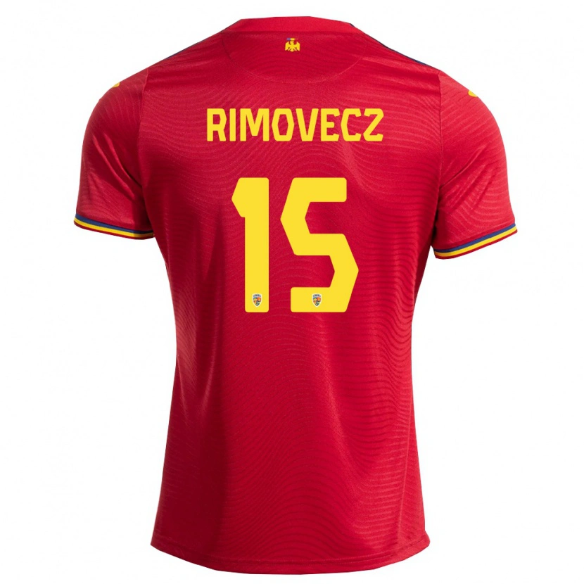 Danxen Hombre Camiseta Rumania Sergiu Rimovecz #15 Rojo Marino Amarillo 2ª Equipación 26-28 La Camisa