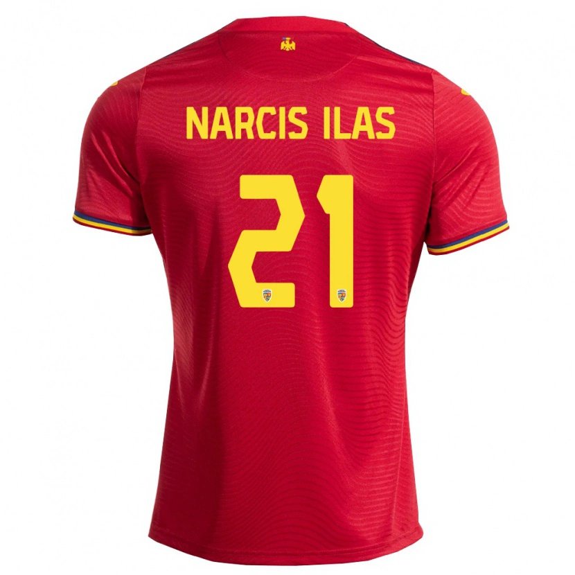 Danxen Hombre Camiseta Rumania Narcis Ilaș #21 Rojo Marino Amarillo 2ª Equipación 26-28 La Camisa