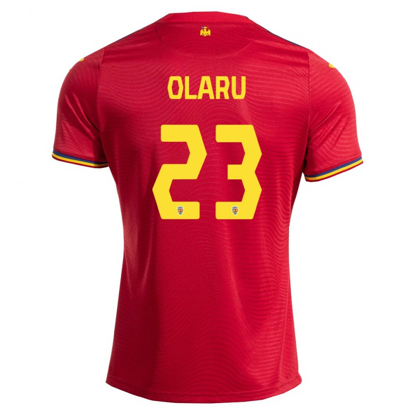 Danxen Hombre Camiseta Rumania Darius Olaru #23 Rojo Marino Amarillo 2ª Equipación 26-28 La Camisa