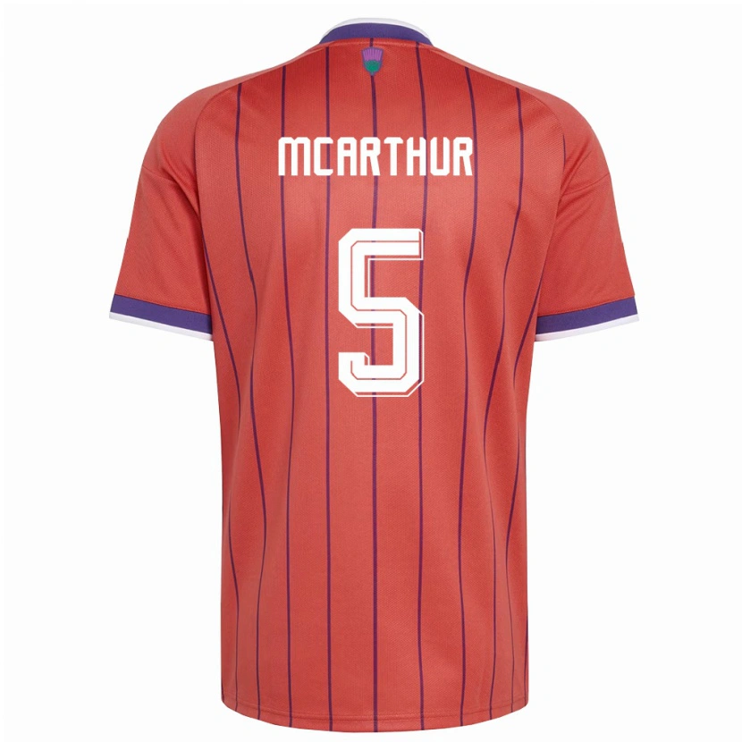 Danxen Hombre Camiseta Escocia Charlie Mcarthur #5 Naranja Púrpura 2ª Equipación 26-28 La Camisa