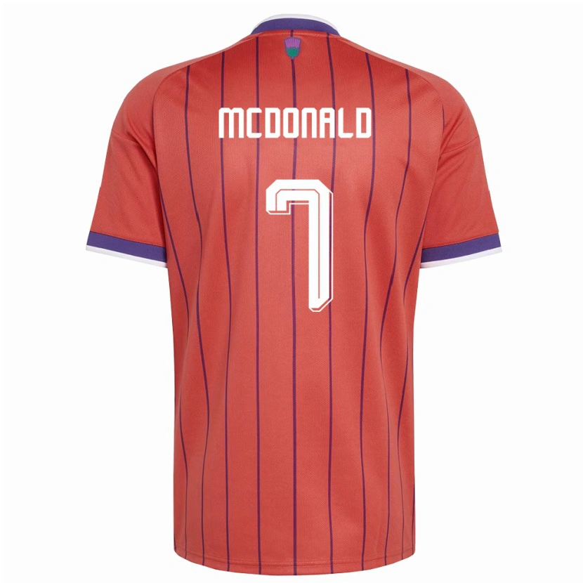 Danxen Hombre Camiseta Escocia Josh Mcdonald #7 Naranja Púrpura 2ª Equipación 26-28 La Camisa