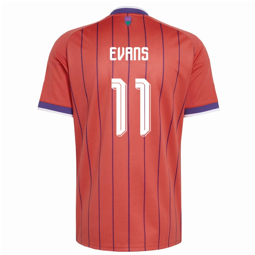 Danxen Hombre Camiseta Escocia Lisa Evans #11 Naranja Púrpura 2ª Equipación 26-28 La Camisa