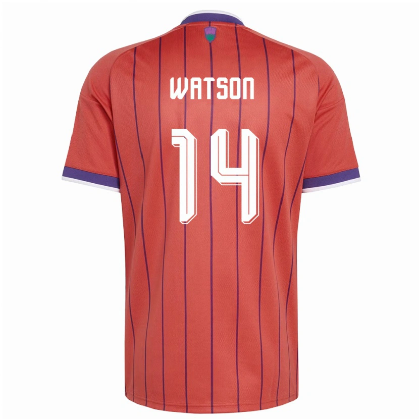 Danxen Hombre Camiseta Escocia David Watson #14 Naranja Púrpura 2ª Equipación 26-28 La Camisa
