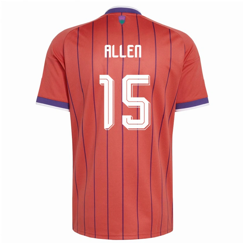 Danxen Hombre Camiseta Escocia Greig Allen #15 Naranja Púrpura 2ª Equipación 26-28 La Camisa