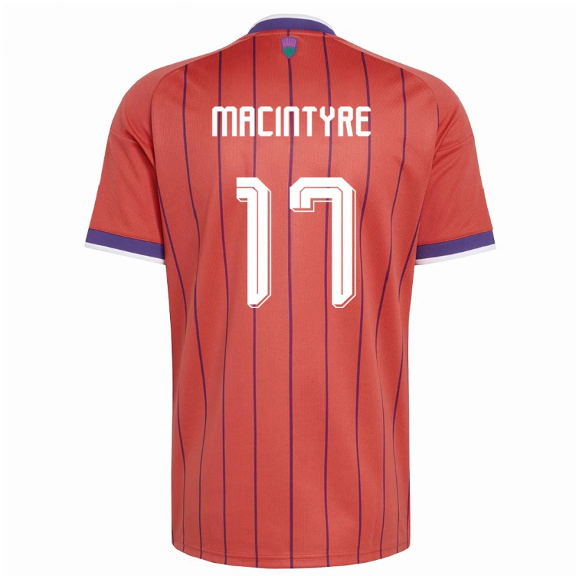 Danxen Hombre Camiseta Escocia Jacob Macintyre #17 Naranja Púrpura 2ª Equipación 26-28 La Camisa