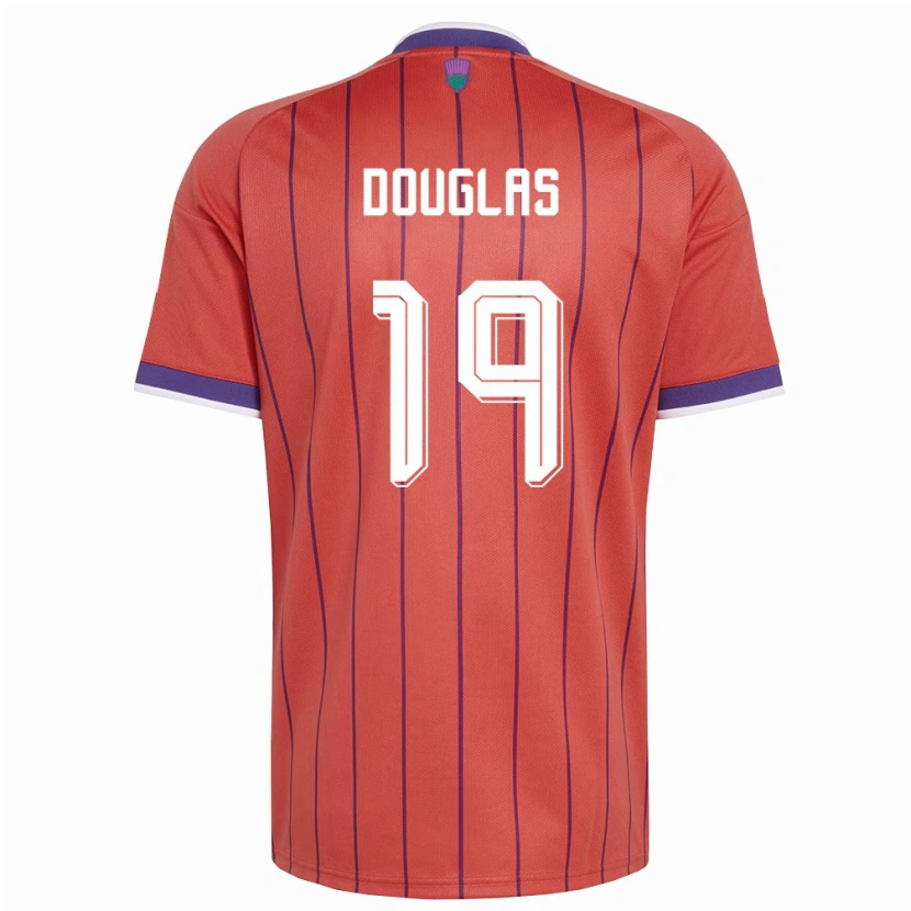 Danxen Hombre Camiseta Escocia Luke Douglas #19 Naranja Púrpura 2ª Equipación 26-28 La Camisa