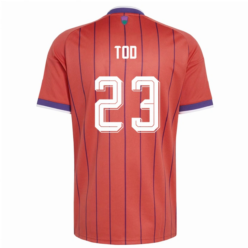 Danxen Hombre Camiseta Escocia Andy Tod #23 Naranja Púrpura 2ª Equipación 26-28 La Camisa