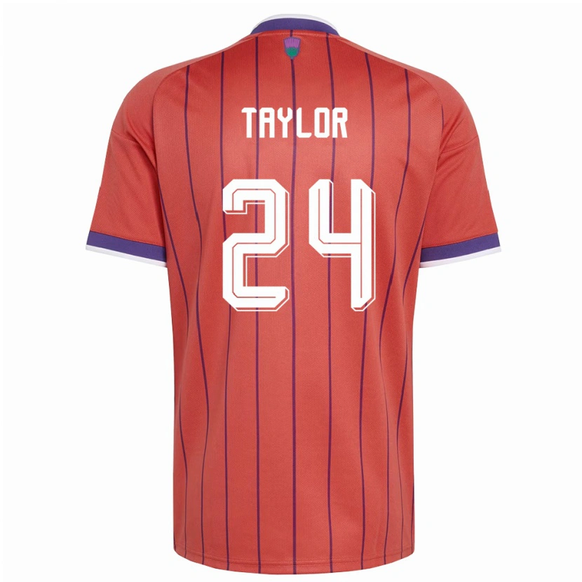 Danxen Hombre Camiseta Escocia Greg Taylor #24 Naranja Púrpura 2ª Equipación 26-28 La Camisa