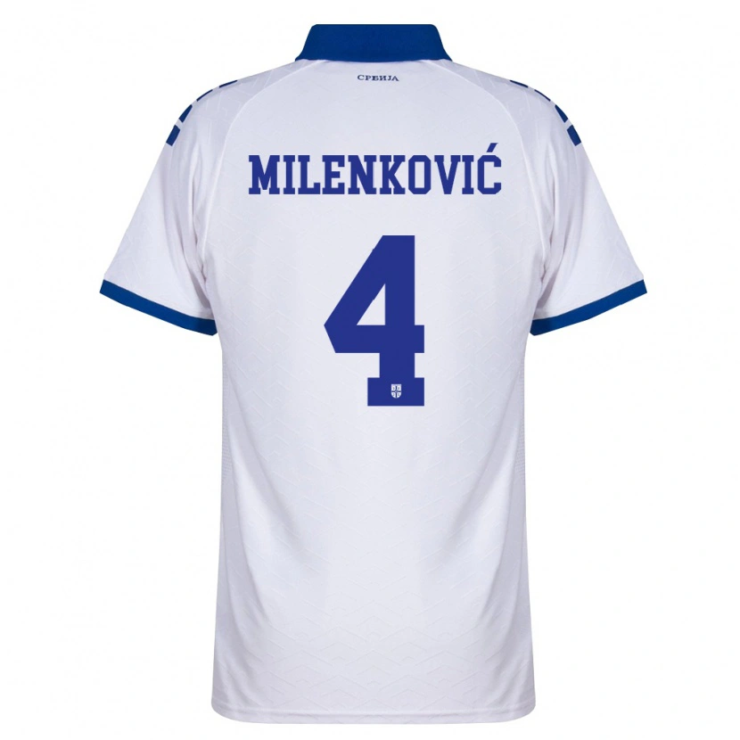 Danxen Hombre Camiseta Serbia Nikola Milenković #4 Marino Blanco Rojo 2ª Equipación 26-28 La Camisa