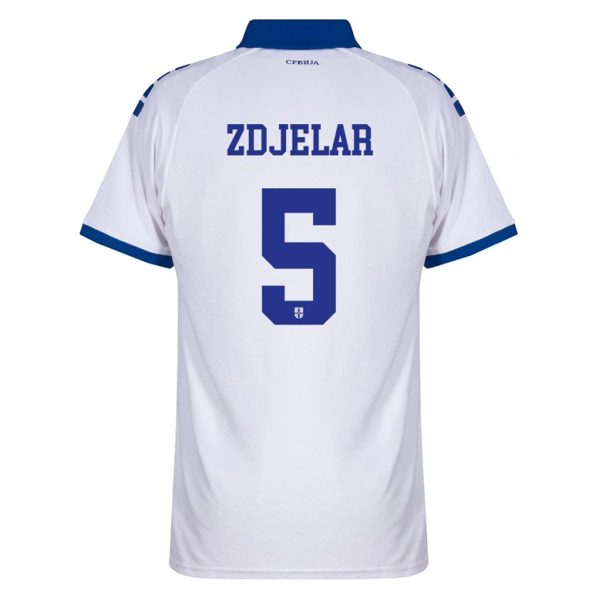 Danxen Hombre Camiseta Serbia Sasa Zdjelar #5 Marino Blanco Rojo 2ª Equipación 26-28 La Camisa