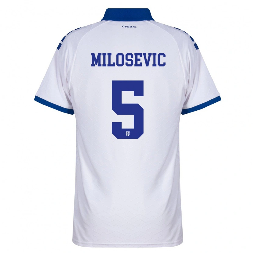 Danxen Hombre Camiseta Serbia Jovan Milosevic #5 Marino Blanco Rojo 2ª Equipación 26-28 La Camisa