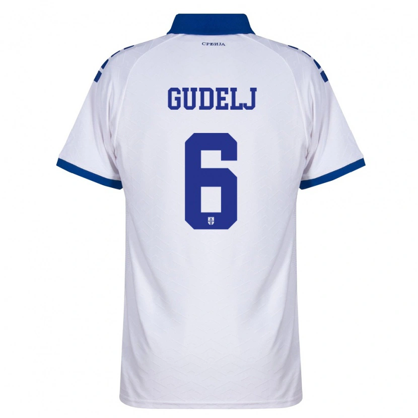 Danxen Hombre Camiseta Serbia Nemanja Gudelj #6 Marino Blanco Rojo 2ª Equipación 26-28 La Camisa