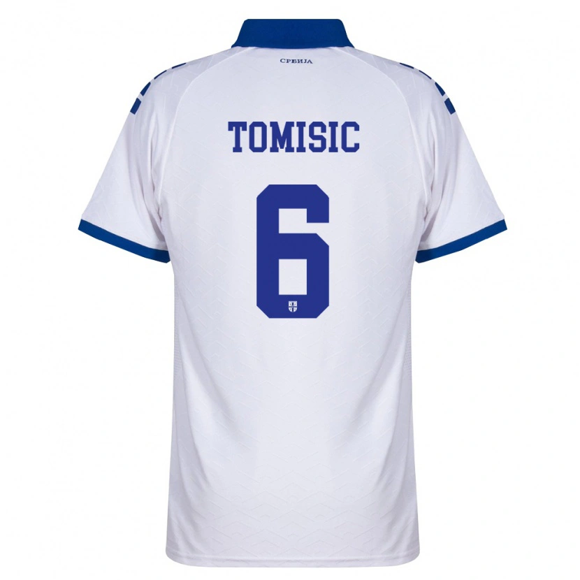 Danxen Hombre Camiseta Serbia Vukasin Tomisic #6 Marino Blanco Rojo 2ª Equipación 26-28 La Camisa