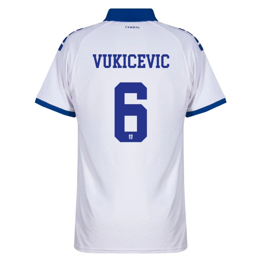 Danxen Hombre Camiseta Serbia Aleksej Vukicevic #6 Marino Blanco Rojo 2ª Equipación 26-28 La Camisa
