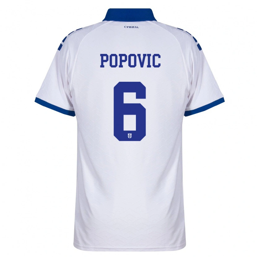 Danxen Hombre Camiseta Serbia Andrej Popovic #6 Marino Blanco Rojo 2ª Equipación 26-28 La Camisa