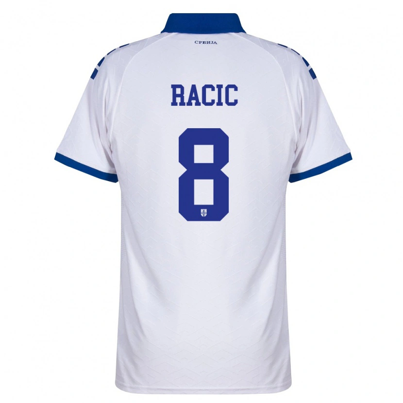 Danxen Hombre Camiseta Serbia Uros Racic #8 Marino Blanco Rojo 2ª Equipación 26-28 La Camisa