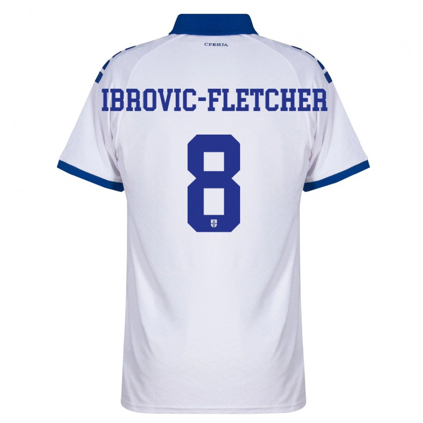 Danxen Hombre Camiseta Serbia Edward Ibrovic-Fletcher #8 Marino Blanco Rojo 2ª Equipación 26-28 La Camisa