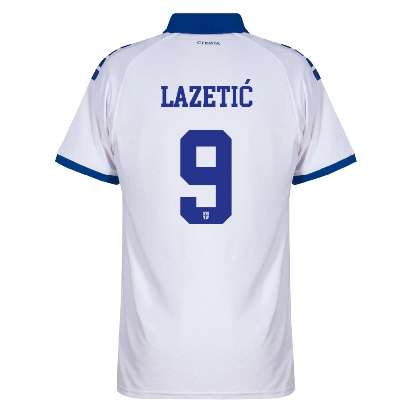 Danxen Hombre Camiseta Serbia Marko Lazetić #9 Marino Blanco Rojo 2ª Equipación 26-28 La Camisa