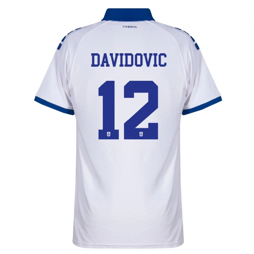Danxen Hombre Camiseta Serbia Vuk Davidovic #12 Marino Blanco Rojo 2ª Equipación 26-28 La Camisa