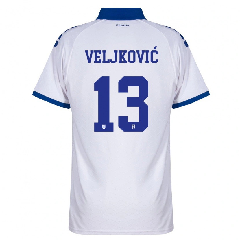 Danxen Hombre Camiseta Serbia Milos Veljkovic #13 Marino Blanco Rojo 2ª Equipación 26-28 La Camisa