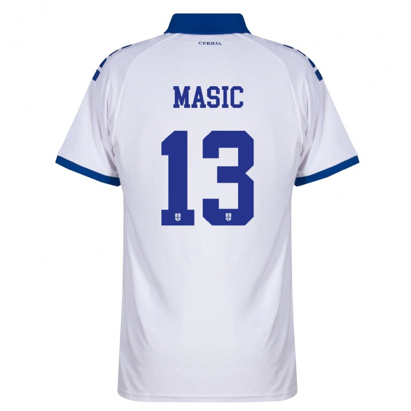 Danxen Hombre Camiseta Serbia Stefan Masic #13 Marino Blanco Rojo 2ª Equipación 26-28 La Camisa