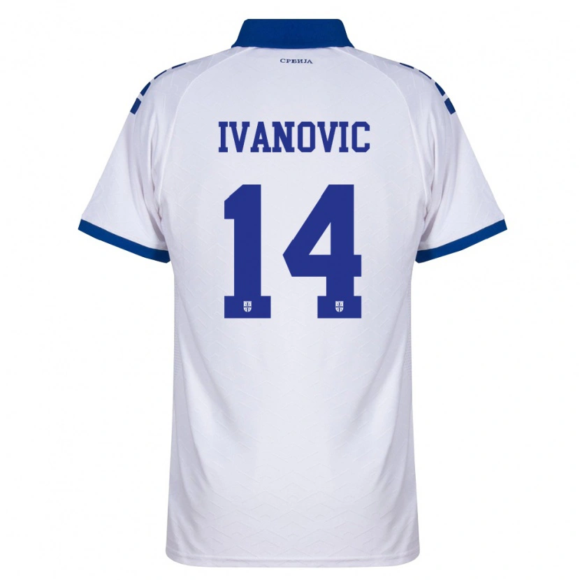 Danxen Hombre Camiseta Serbia Leon Ivanovic #14 Marino Blanco Rojo 2ª Equipación 26-28 La Camisa
