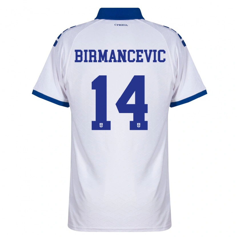 Danxen Hombre Camiseta Serbia Veljko Birmancevic #14 Marino Blanco Rojo 2ª Equipación 26-28 La Camisa