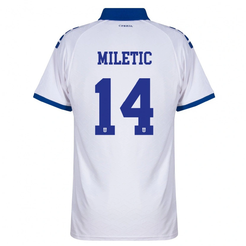 Danxen Hombre Camiseta Serbia Vladimir Miletic #14 Marino Blanco Rojo 2ª Equipación 26-28 La Camisa