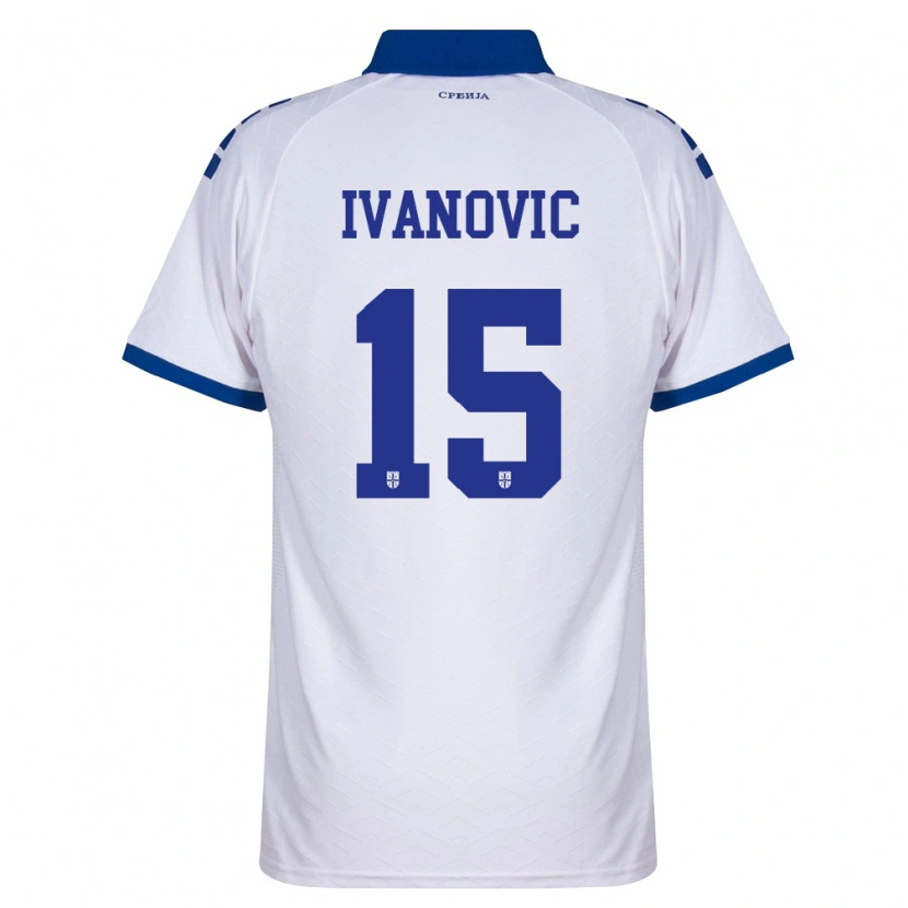 Danxen Hombre Camiseta Serbia Ognjen Ivanovic #15 Marino Blanco Rojo 2ª Equipación 26-28 La Camisa