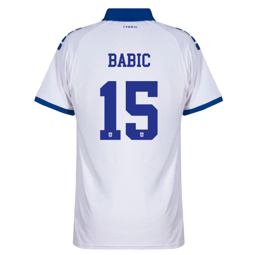 Danxen Hombre Camiseta Serbia Srdjan Babic #15 Marino Blanco Rojo 2ª Equipación 26-28 La Camisa