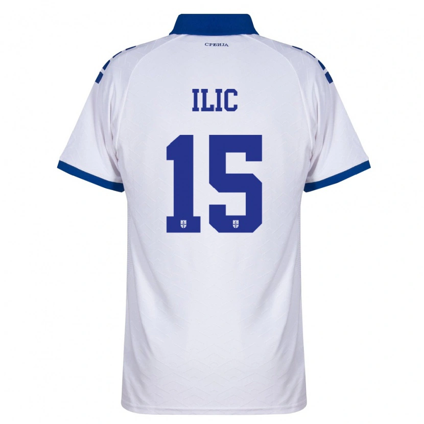 Danxen Hombre Camiseta Serbia Mihajlo Ilic #15 Marino Blanco Rojo 2ª Equipación 26-28 La Camisa
