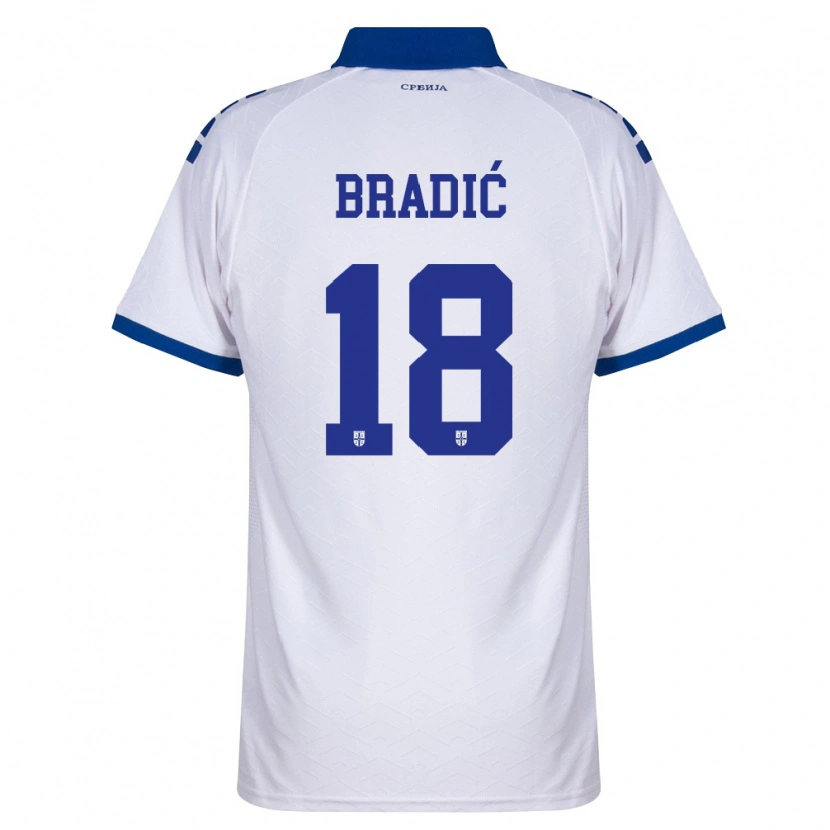 Danxen Hombre Camiseta Serbia Biljana Bradic #18 Marino Blanco Rojo 2ª Equipación 26-28 La Camisa