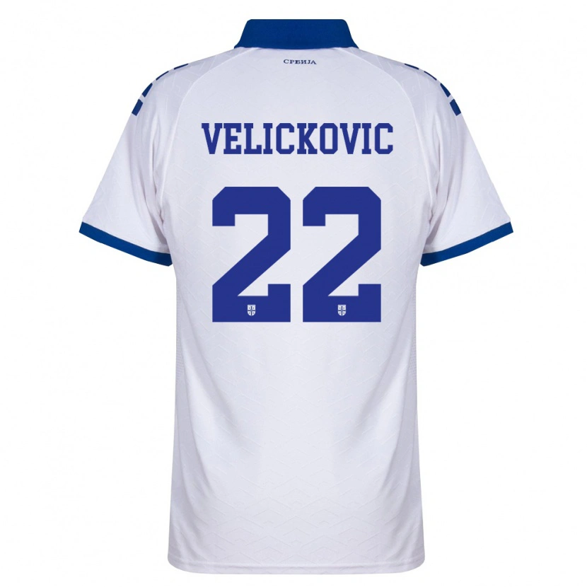 Danxen Hombre Camiseta Serbia Marko Velickovic #22 Marino Blanco Rojo 2ª Equipación 26-28 La Camisa
