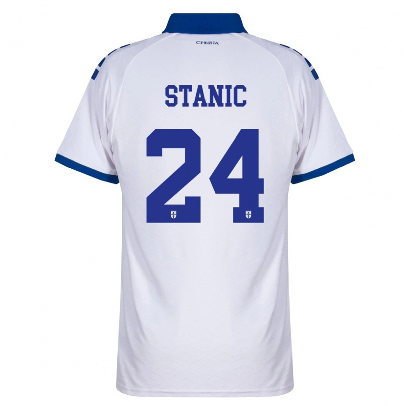 Danxen Hombre Camiseta Serbia Petar Stanic #24 Marino Blanco Rojo 2ª Equipación 26-28 La Camisa