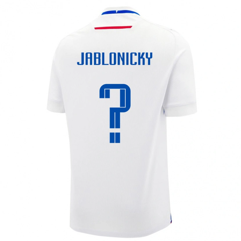 Danxen Hombre Camiseta Eslovaquia Tomas Jablonicky #0 Blanco Azul 2ª Equipación 26-28 La Camisa