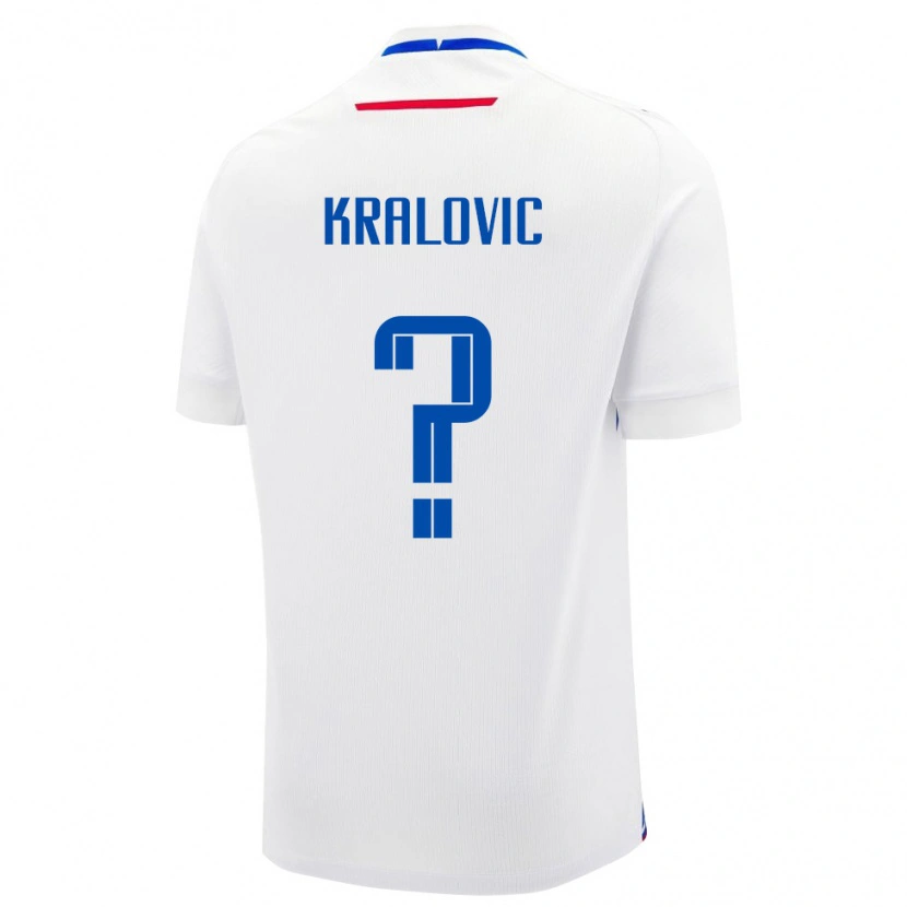 Danxen Hombre Camiseta Eslovaquia Adam Kralovic #0 Blanco Azul 2ª Equipación 26-28 La Camisa