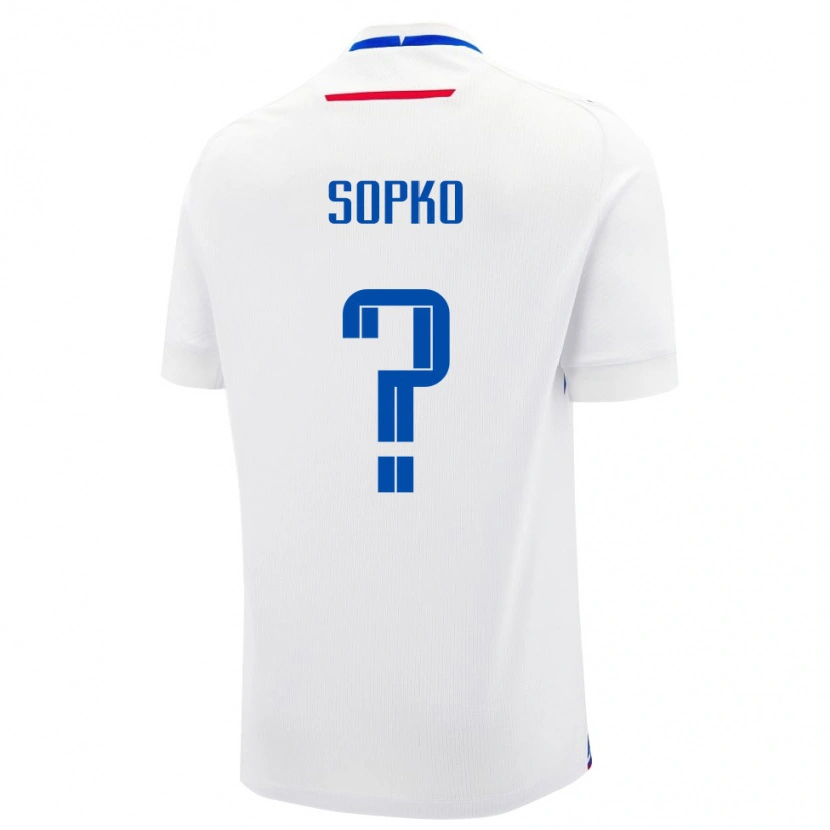 Danxen Hombre Camiseta Eslovaquia Patrik Sopko #0 Blanco Azul 2ª Equipación 26-28 La Camisa