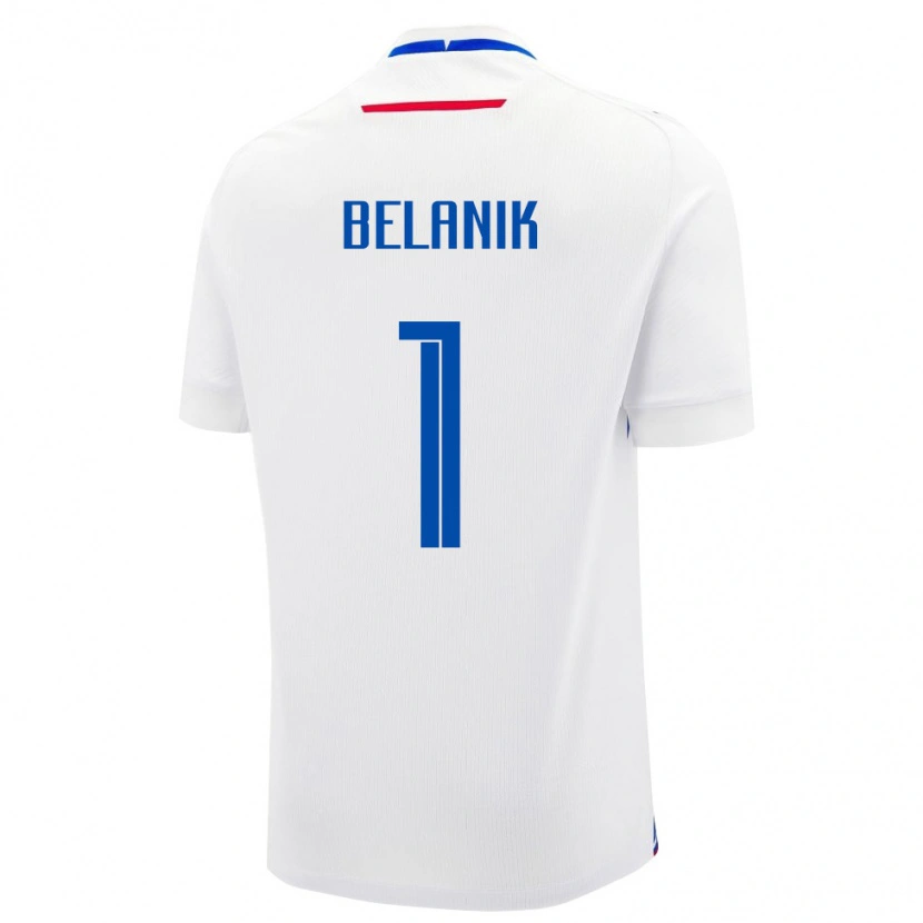 Danxen Hombre Camiseta Eslovaquia Samuel Belanik #1 Blanco Azul 2ª Equipación 26-28 La Camisa