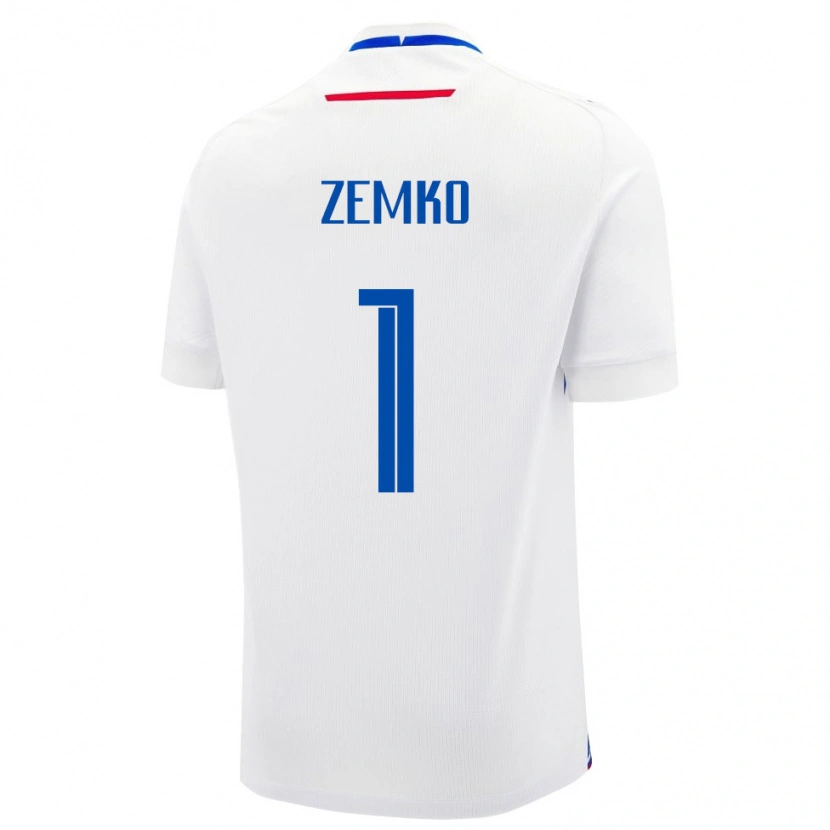 Danxen Hombre Camiseta Eslovaquia Samuel Zemko #1 Blanco Azul 2ª Equipación 26-28 La Camisa