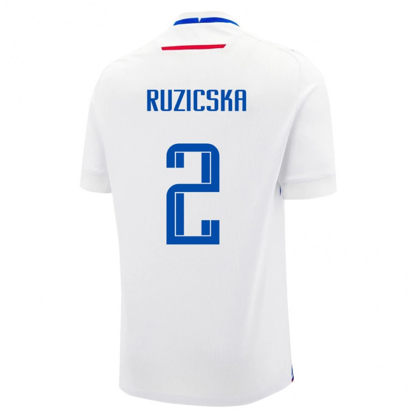 Danxen Hombre Camiseta Eslovaquia Dominik Ruzicska #2 Blanco Azul 2ª Equipación 26-28 La Camisa