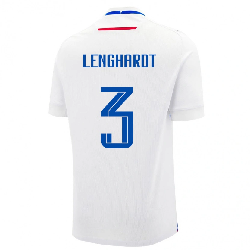 Danxen Hombre Camiseta Eslovaquia Simon Lenghardt #3 Blanco Azul 2ª Equipación 26-28 La Camisa
