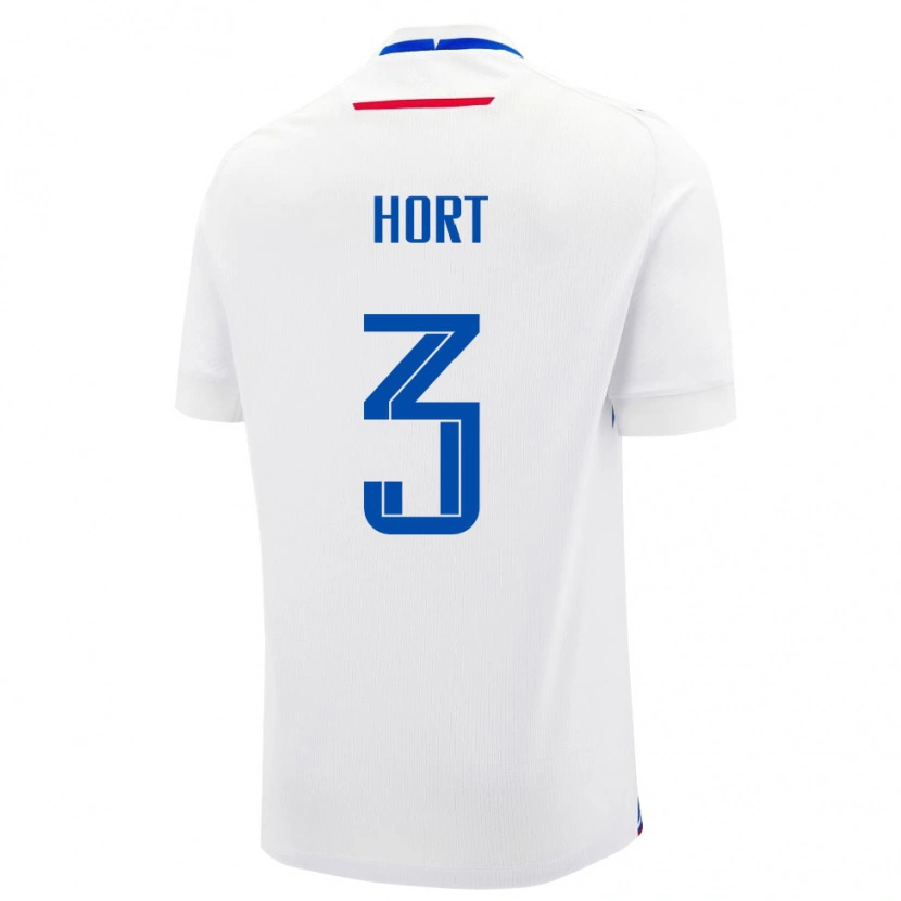 Danxen Hombre Camiseta Eslovaquia Leonard Hort #3 Blanco Azul 2ª Equipación 26-28 La Camisa