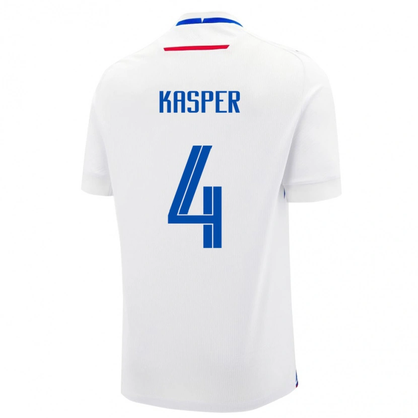 Danxen Hombre Camiseta Eslovaquia Adam Kasper #4 Blanco Azul 2ª Equipación 26-28 La Camisa